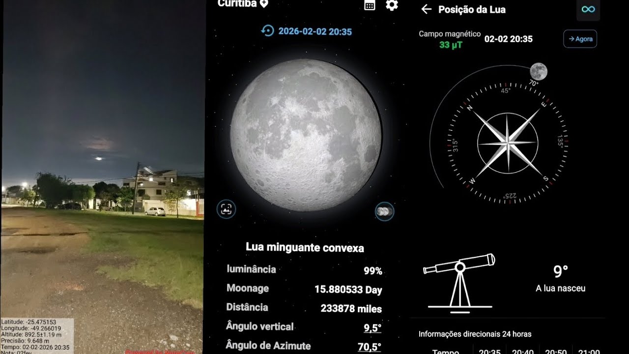 Vídeo feito em 02fev2026 demonstrando o moonrise