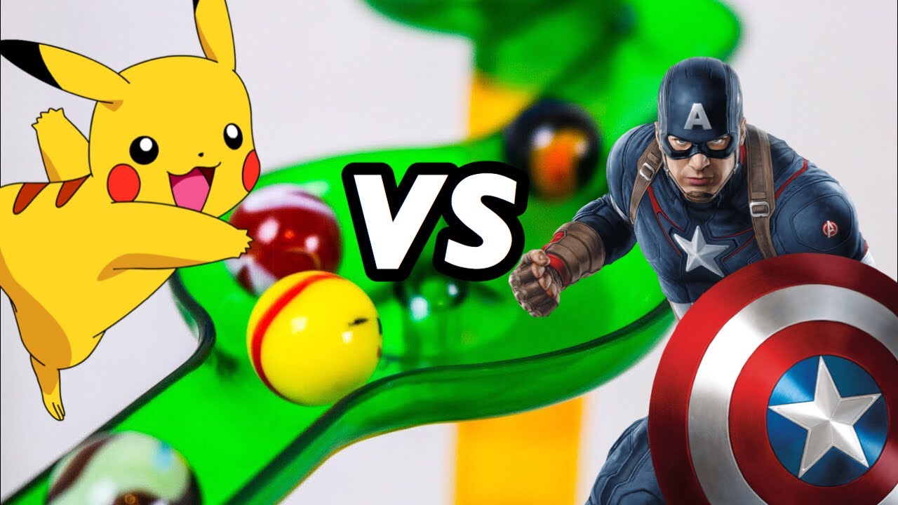 Marble Race: Avengers vs Pokémon - Who would win? | Pokemon Rush