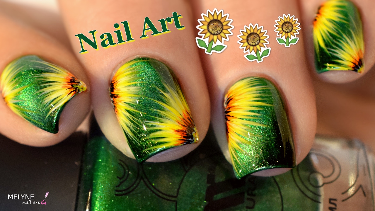 [ Nail Art ] Fleurs de Tournesol  - Sunflowers Nails TUTORIAL // melyne nailart