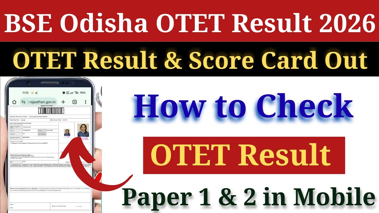 OTET Result 2026 Kaise Dekhe ? How to Check OTET Result 2026 ? BSE Odisha OTET Result Link