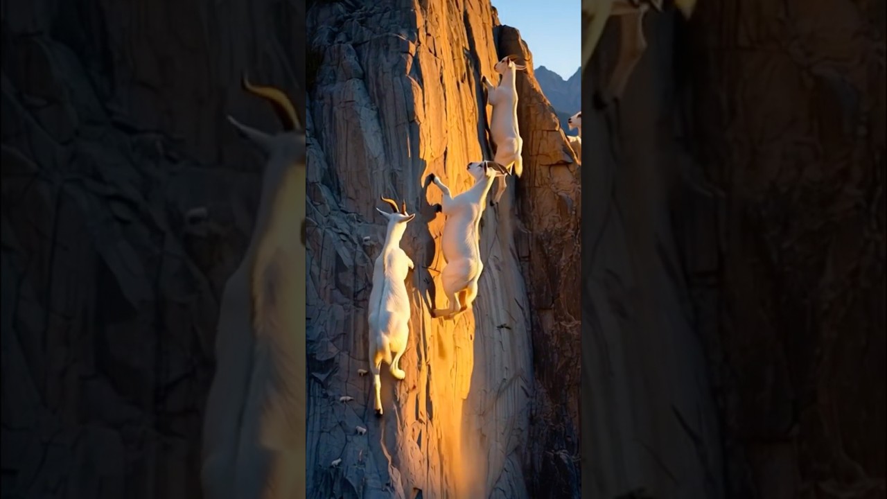 [Wild Moment] Mountain Goat: Scaling Vertical Cliffs at Dawn | [Wild Moment] 아침부터 수직 절벽을 오르다