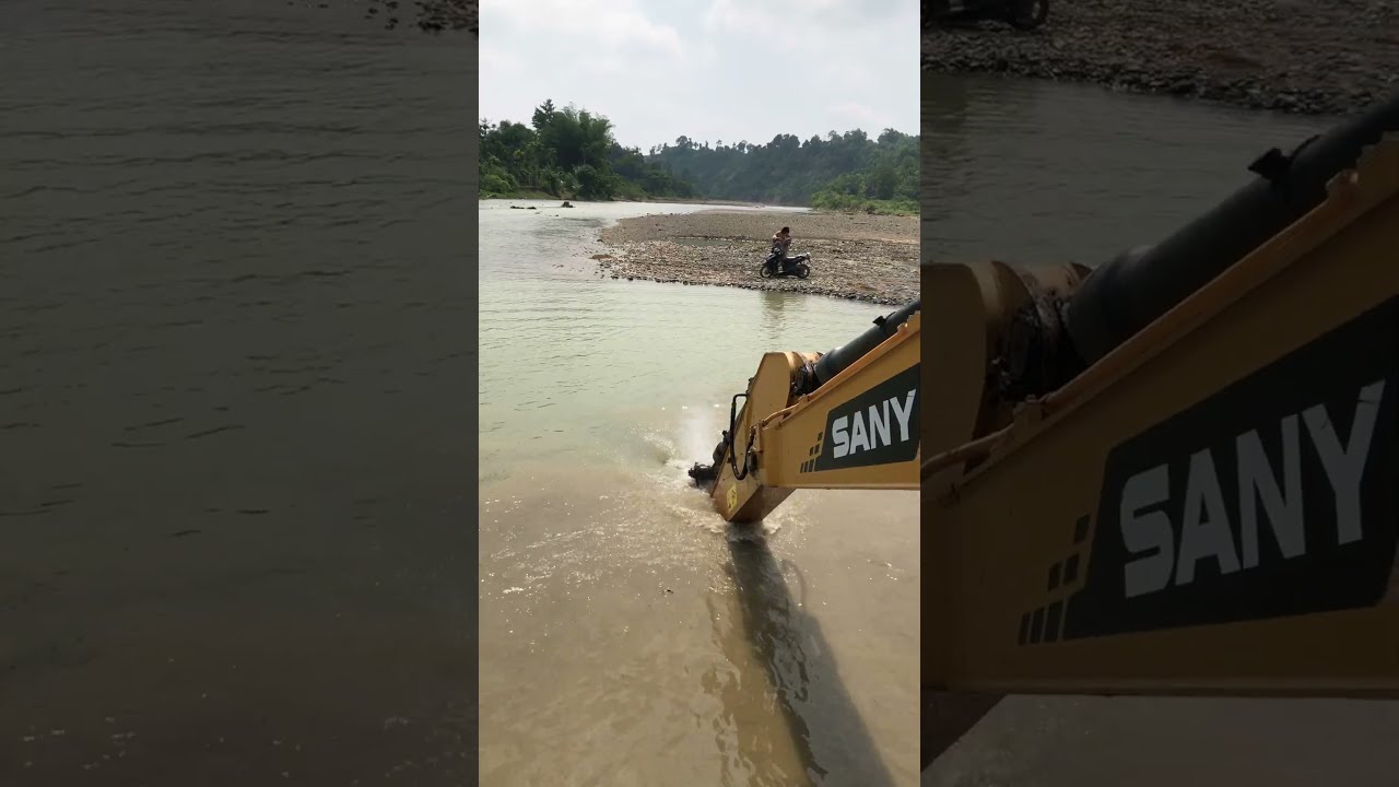 Insane Excavator Power Stirring Up River Mud!