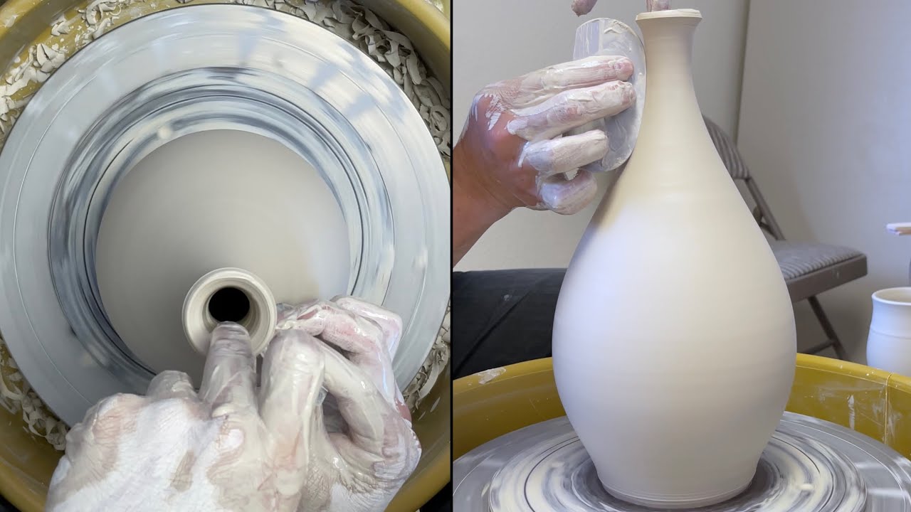 544. Throwing a 3.5-Lb Tear Drop Shape Bottle with Hsin-Chuen Lin 林新春 涙滴瓶(玉壺春瓶))拉坯示範