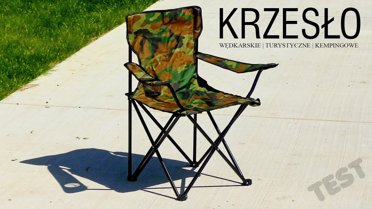 Tanie składane krzesło wedkarskie - trustyczne - kampingowe w kolorze moro. TEST nr3
