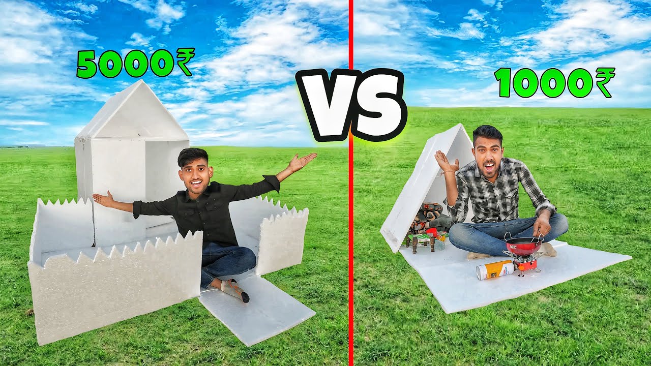 Overnight survival challenge in low to high budget thermacol house