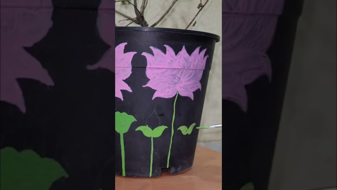 Pot painting ll Lotus art ll Acryclic painting ll Easy drawing