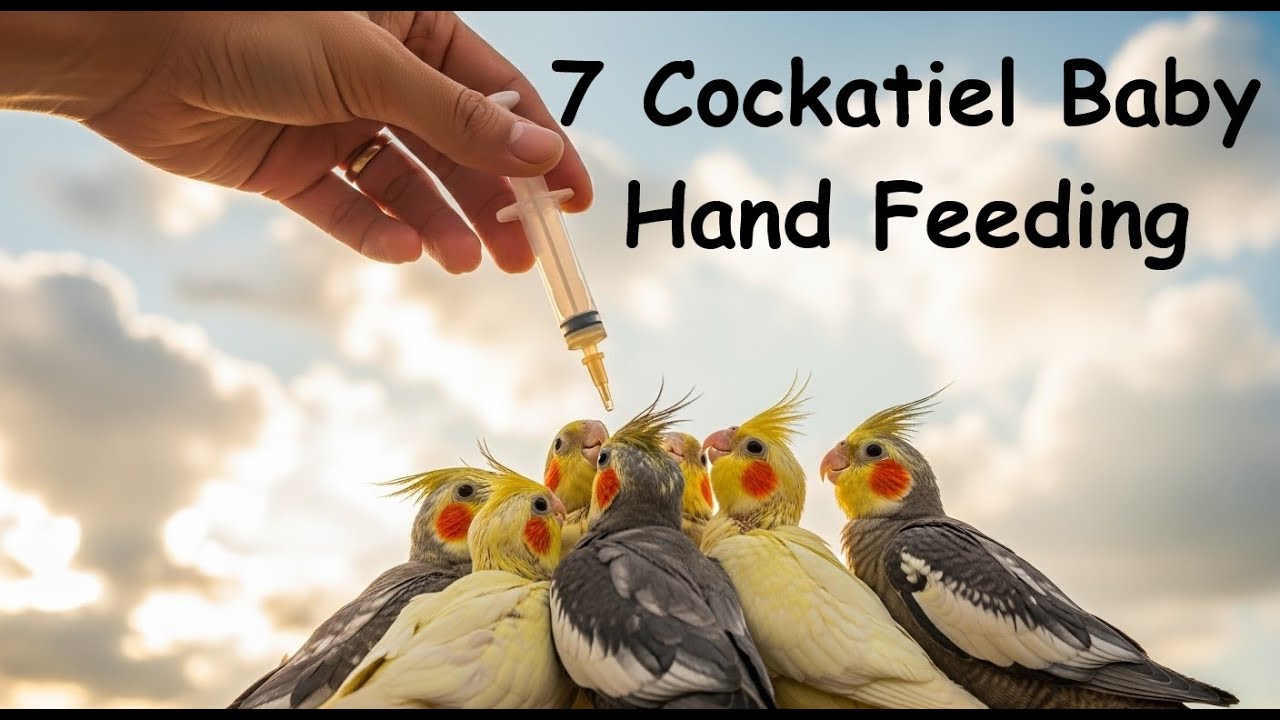 Hand Feeding 7 Cockatiel Babies | cockatiel bird baby hand feeding | how to feed a baby parakeet