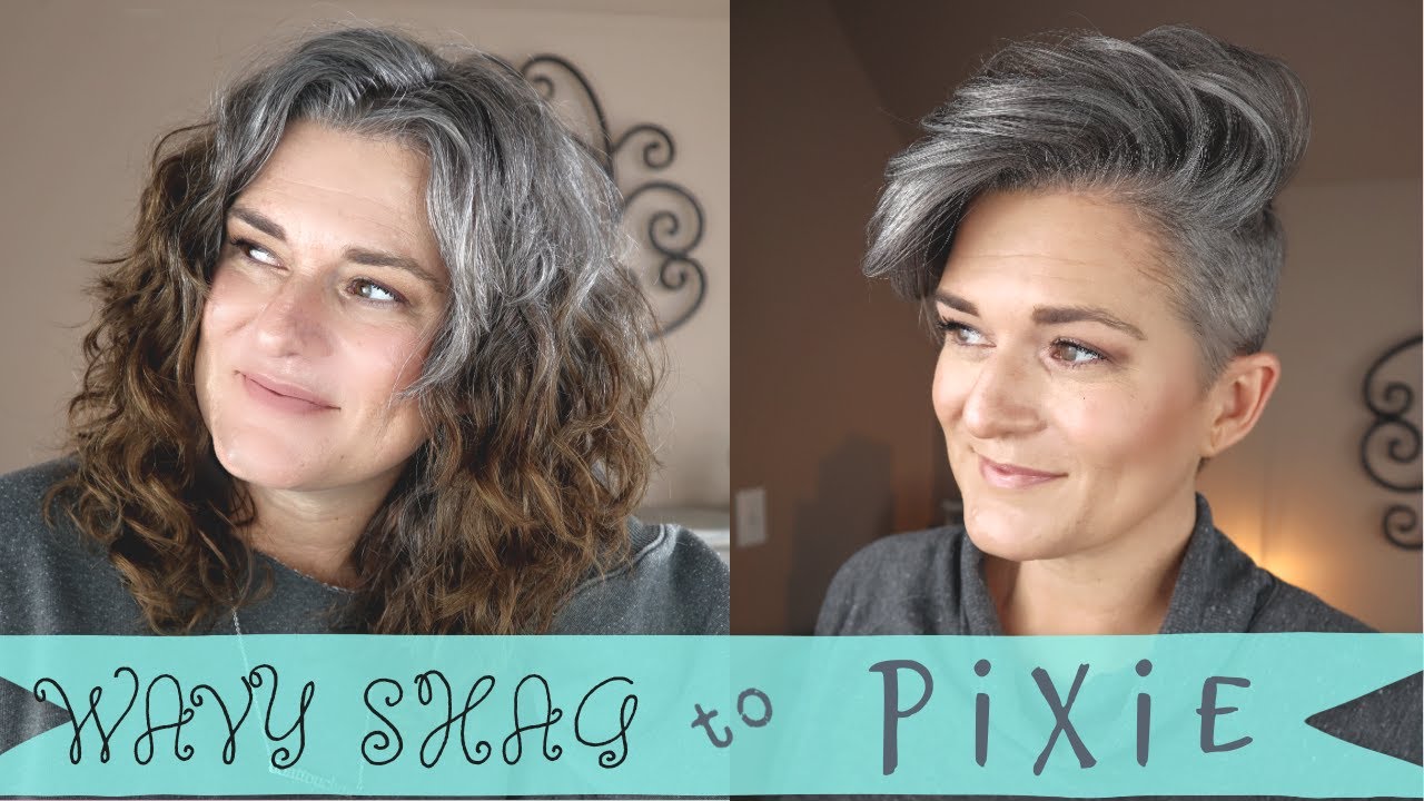 From a wavy shag to a pixie, my drastic hair transition to gray. #grayhairtransition