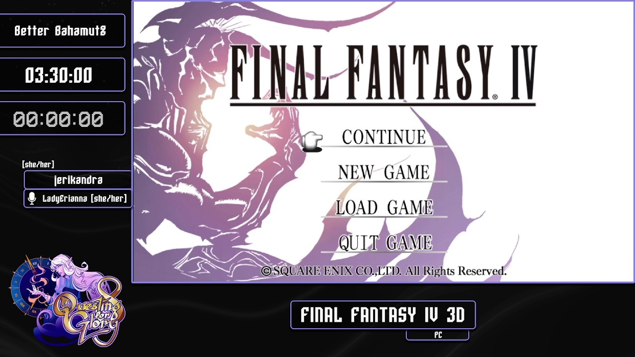 Final Fantasy IV 3D Better Bahamut% by jerikandra - Questing for Glory 8