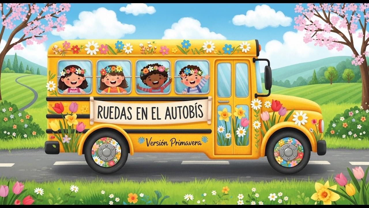 Las Ruedas del Autobús – Versión Primavera 🌸 | Paseo Primaveral para Niños | Aventura entre Flores 🌷