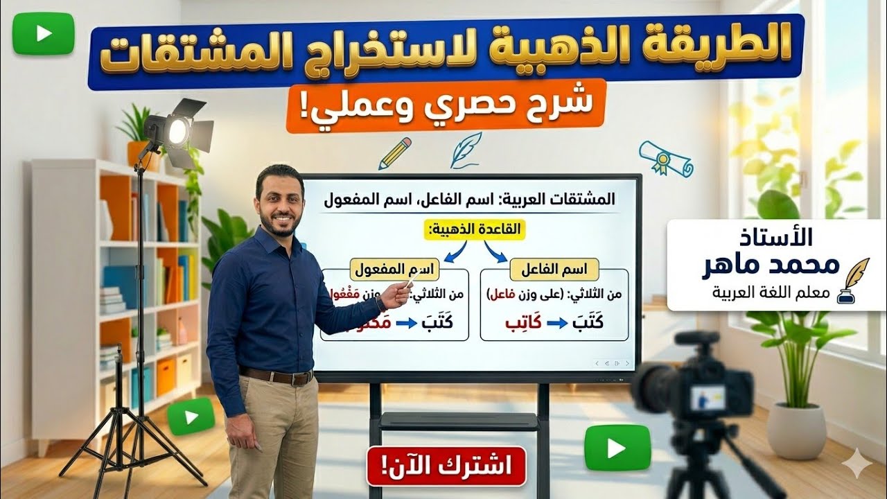 الطريقة الذهبية مع استخراج المشتقات|الثالث الإعدادي| كيف تستخرج اسم الفاعل والمفعول؟ #ثوابت_نحوية