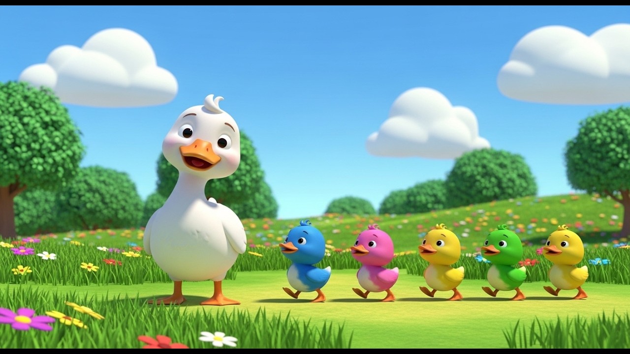 5 Little Ducks Follow the Quack Song | Bright 3D Nursery Rhyme Fun for Toddlers