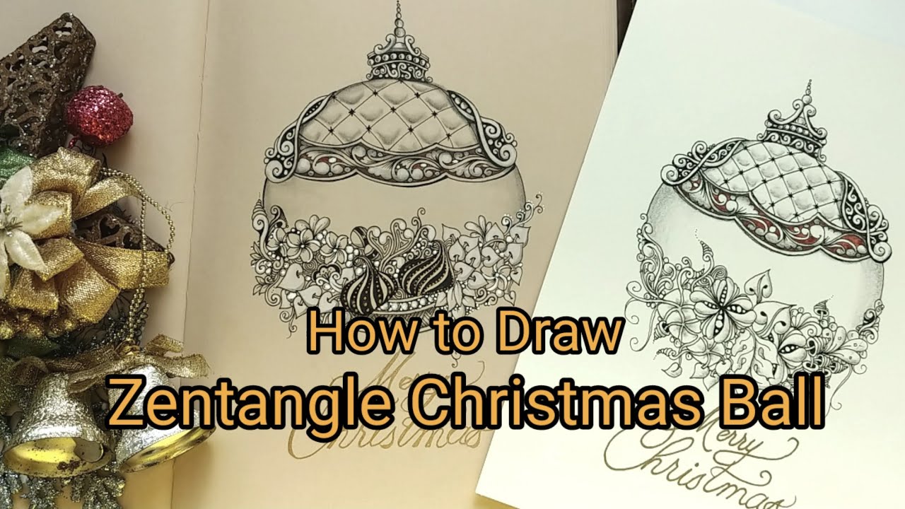 How to draw Zentangle Christmas Ball