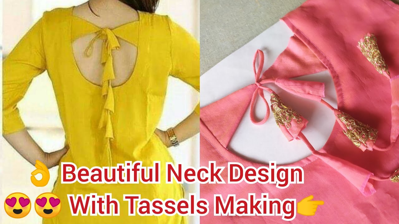 Beautiful Back Neck Design With Beautiful Hanging Latkan/Tassels Making || ND Fashion Point