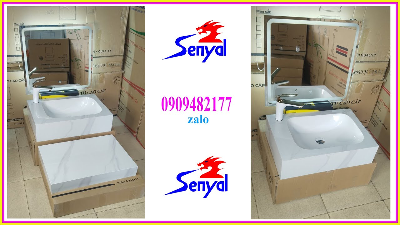 Bàn đá lavabo 2 tầng 60x40cm | Gia công bàn đá theo yêu cầu- Thiết bị vệ sinh Senyal Việt Nam