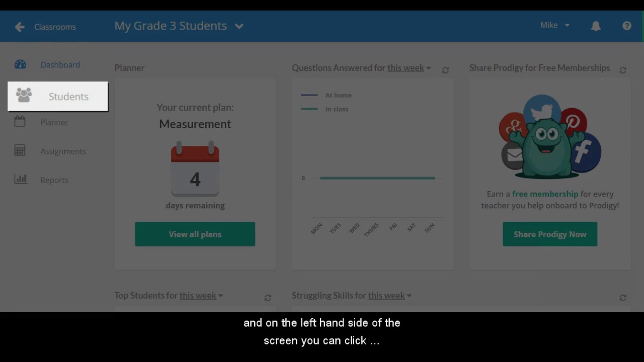prodigy : how to change a student grade level