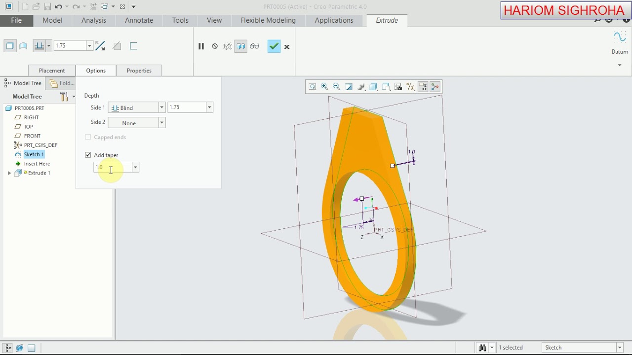 #CREO TUTORIAL   RING MODELLING JEWELLERY DESIGN#
