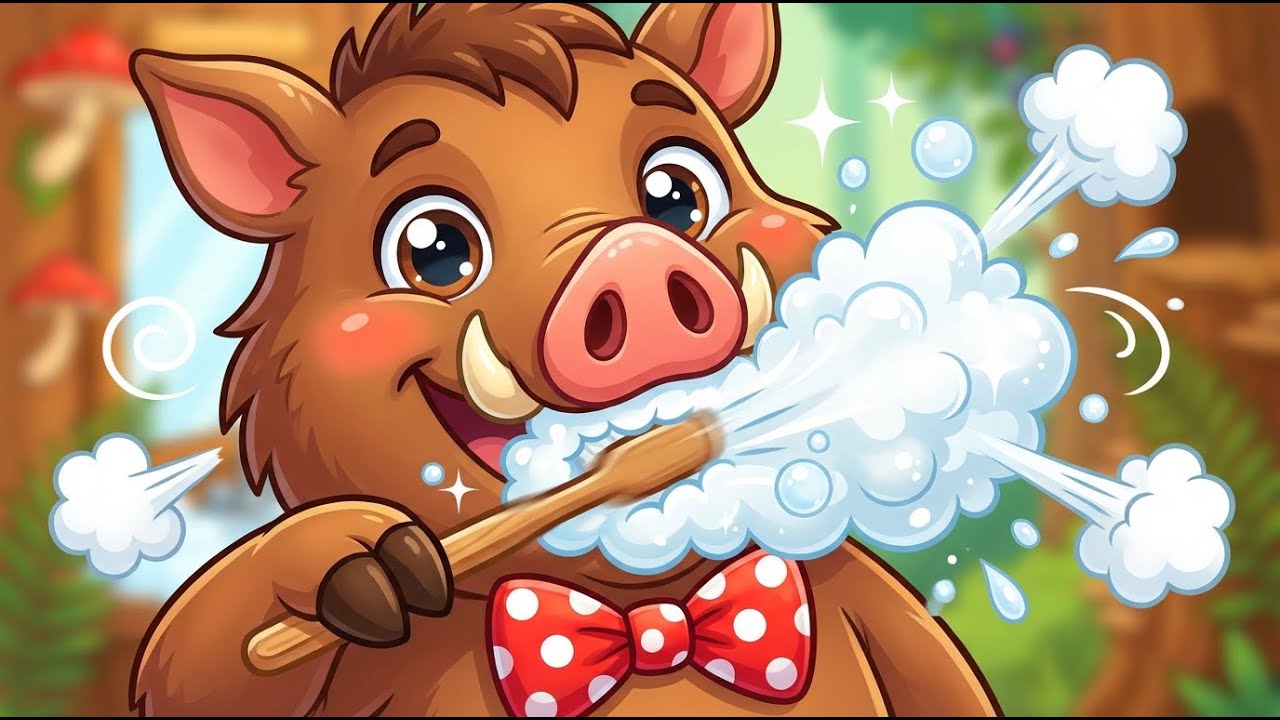 Dzik elegancik myje zęby