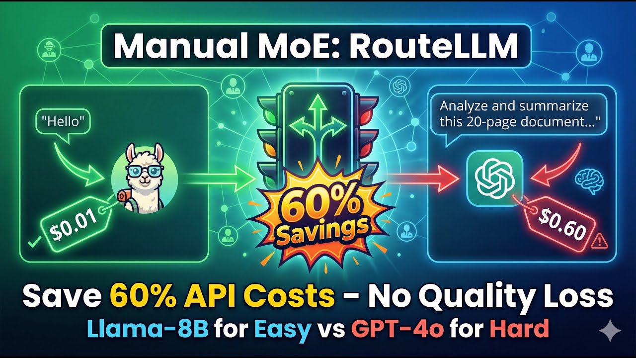 Manual MoE TUTORIAL: Routing Llama-8B vs GPT-4o for MAX Performance (RouteLLM Guide)