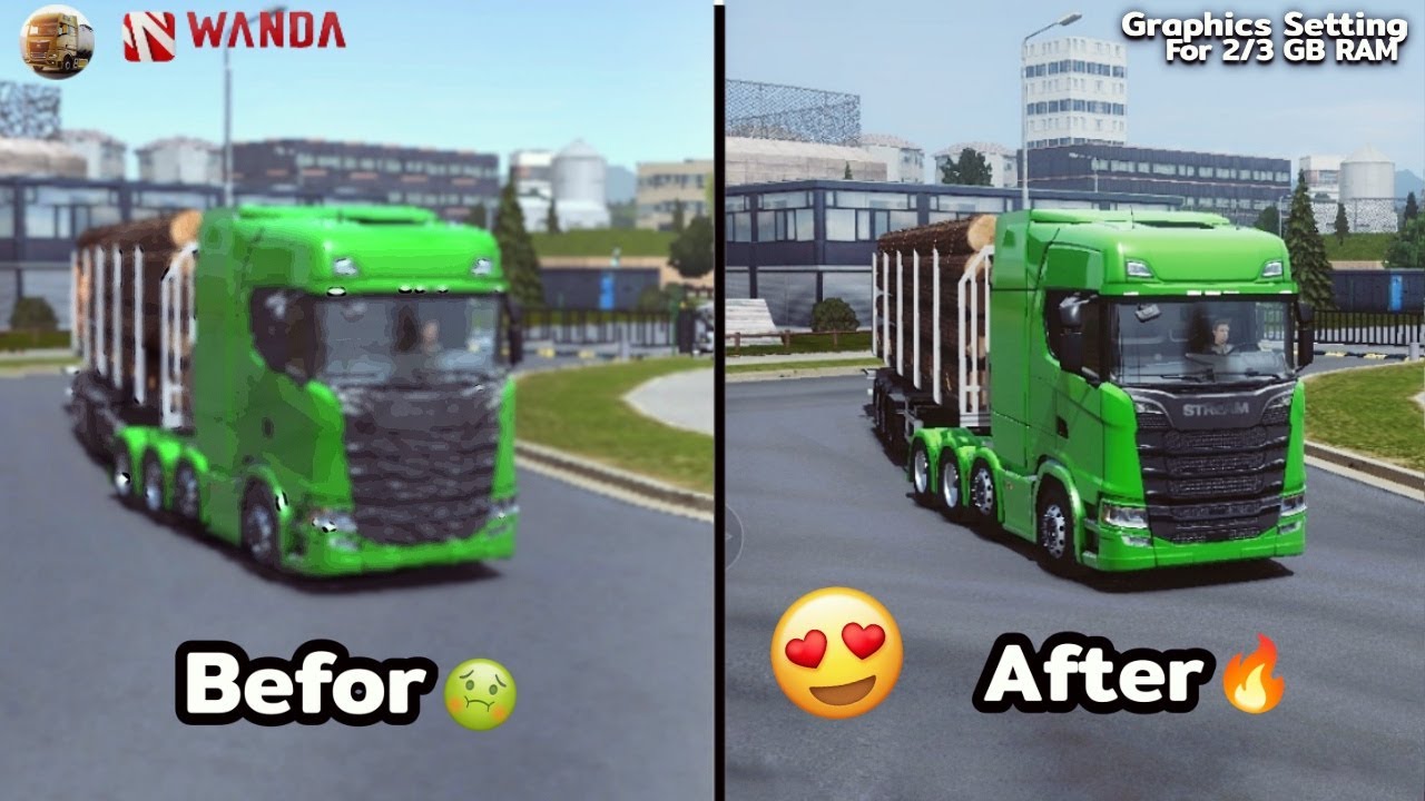 Truckers Of Europe 3 Best Graphics Setting For 2/3 GB Ram | No Lag Or Hitting Issue - #Tunic_Gamer 😮
