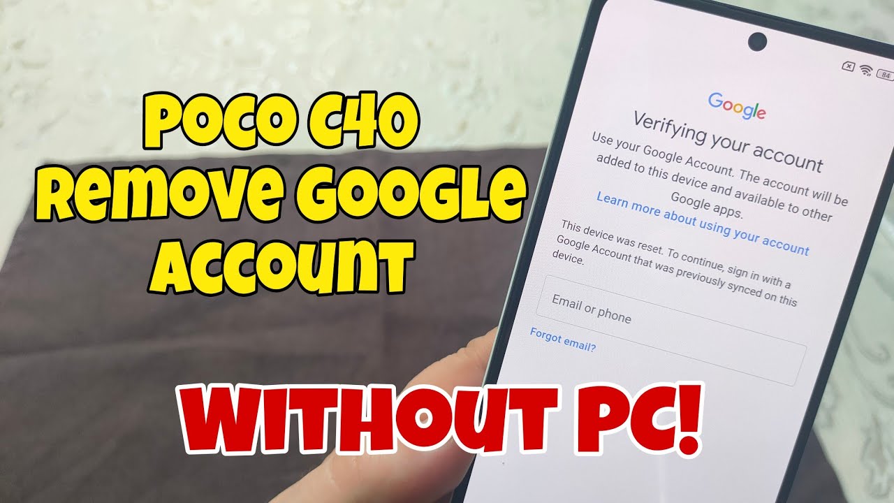 Xiaomi Poco C40 (220333QPG). Remove Google Account, Bypass FRP, Without PC.