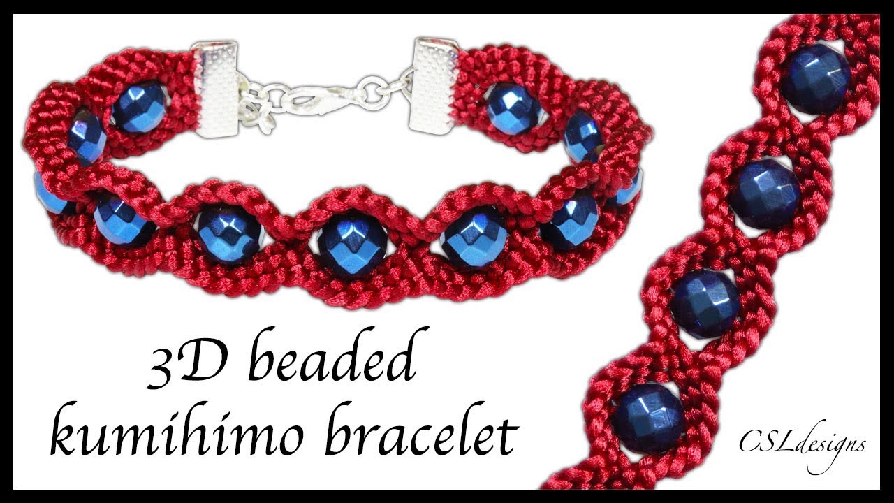 3D effect beaded kumihimo bracelet