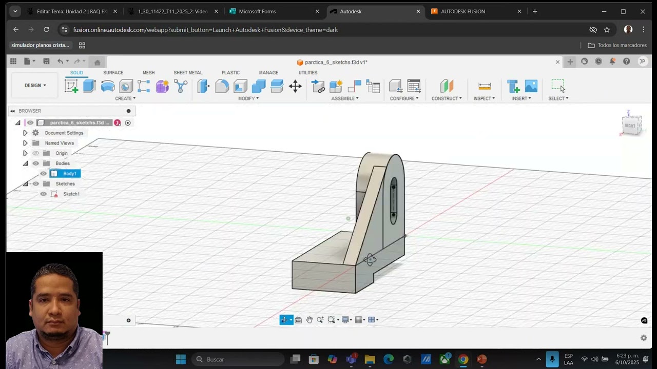 Autodesk Fusion, práctica 6. Boceto con áreas múltiples