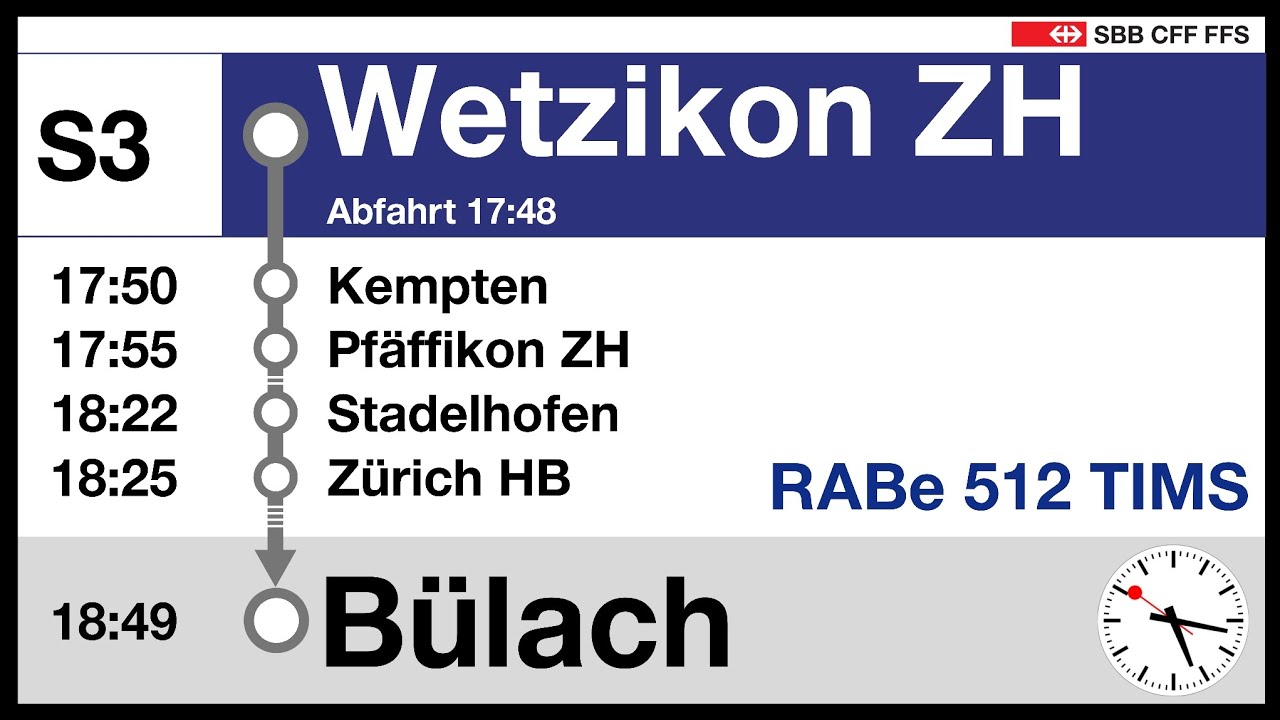 ZVV Ansagen, S3 (Wetzikon ZH-Bülach) | RABe 512 TIMS