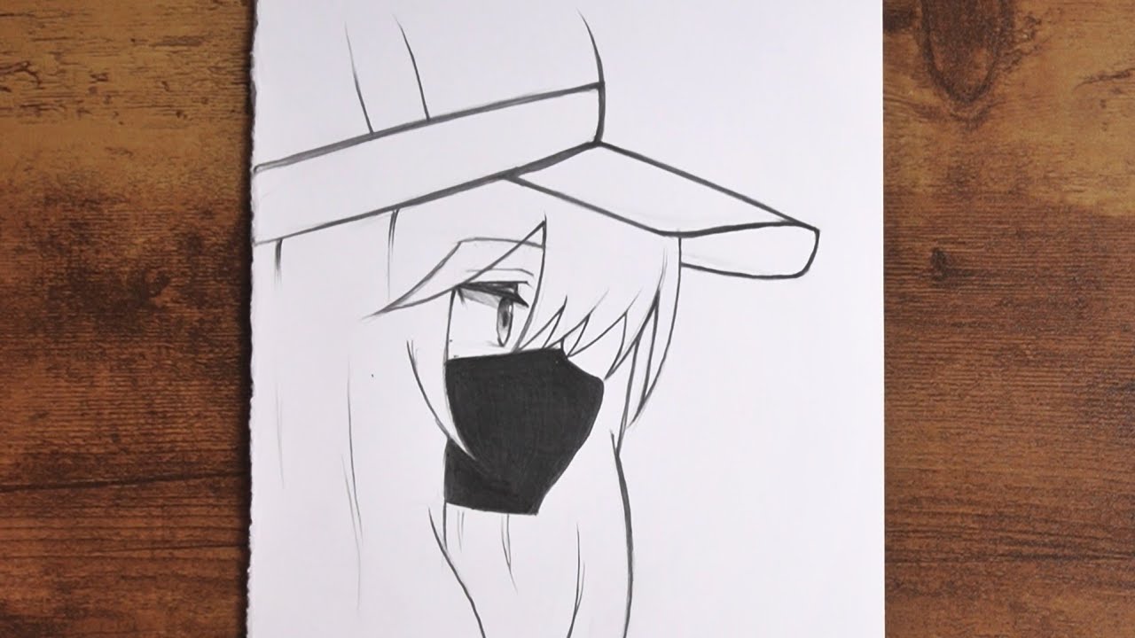 How to Draw Anime Girl with Mask and Cap | Easy Anime Drawing Tutorial Step by step
