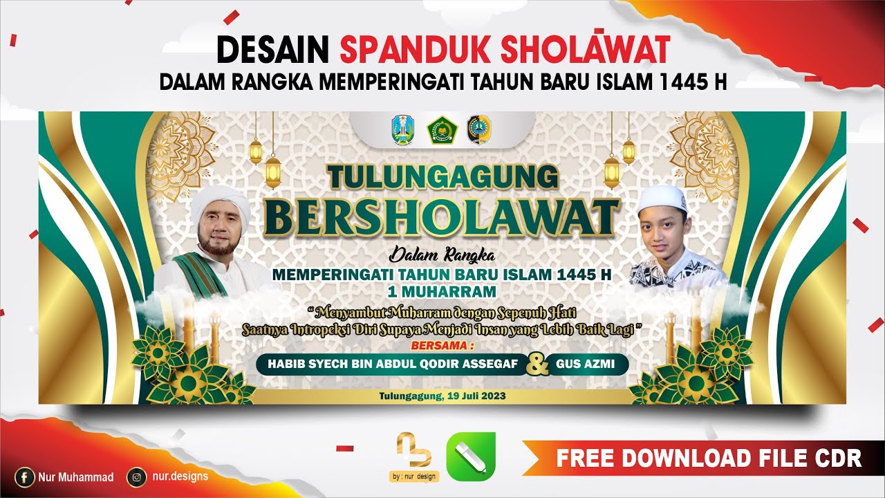 Desain Banner Backdrop Sholawat Nabi Habib Syech (Free CDR) - #nurdesigns