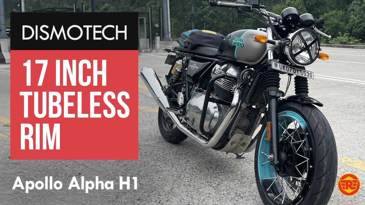 Dismotech 17 Inch Tubeless Rim Interceptor 650 | Apollo Alpha H1 Tyres | RE Meteor Rear Alloy Wheel
