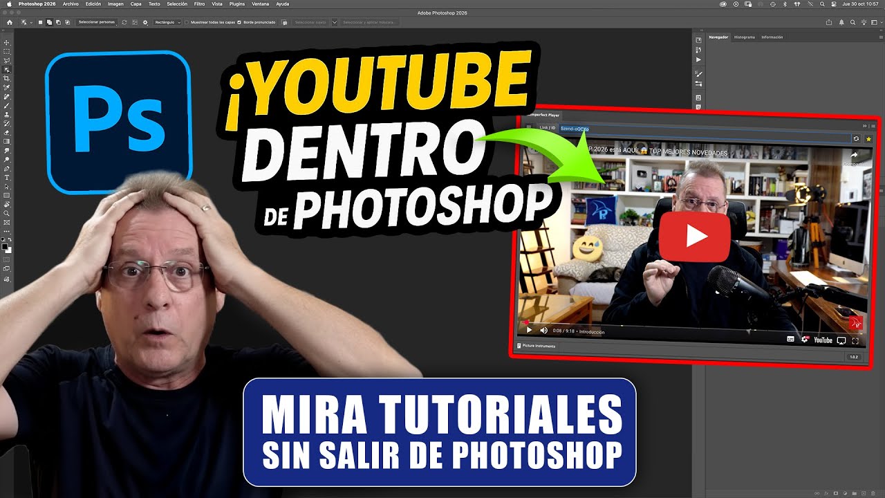 😱 &iexcl;Ahora puedes VER TUTORIALES de YouTube DENTRO de PHOTOSHOP!