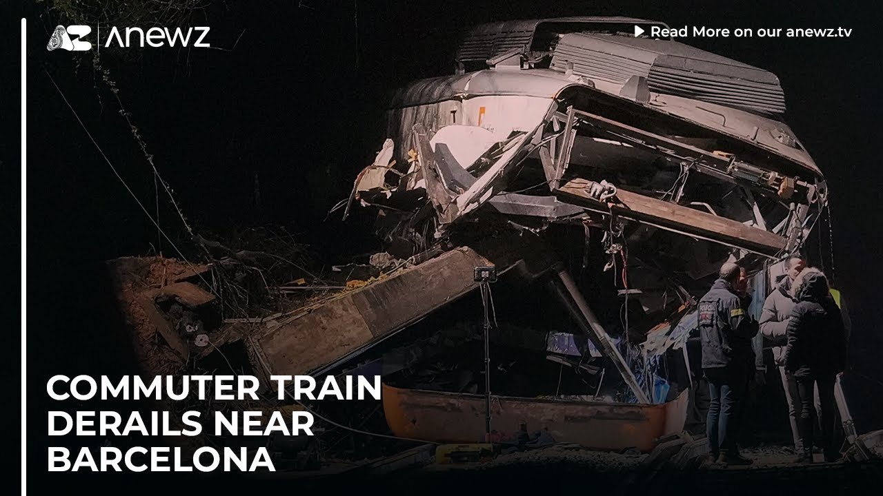 Commuter train derails near Barcelona