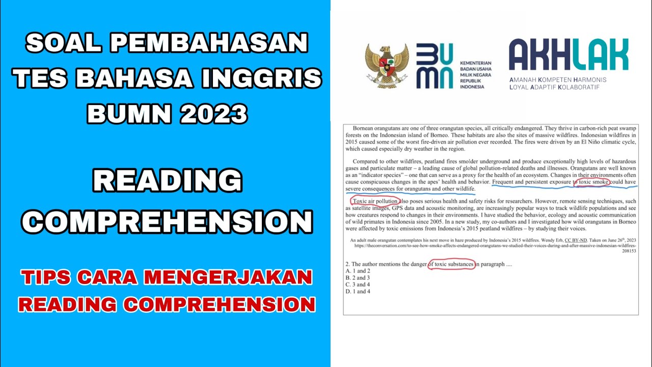 SOAL TES BAHASA INGGRIS BUMN 2023 | READING COMPREHENSION | PERSIAPAN BUMN AKMIL AKPOL TOEFL