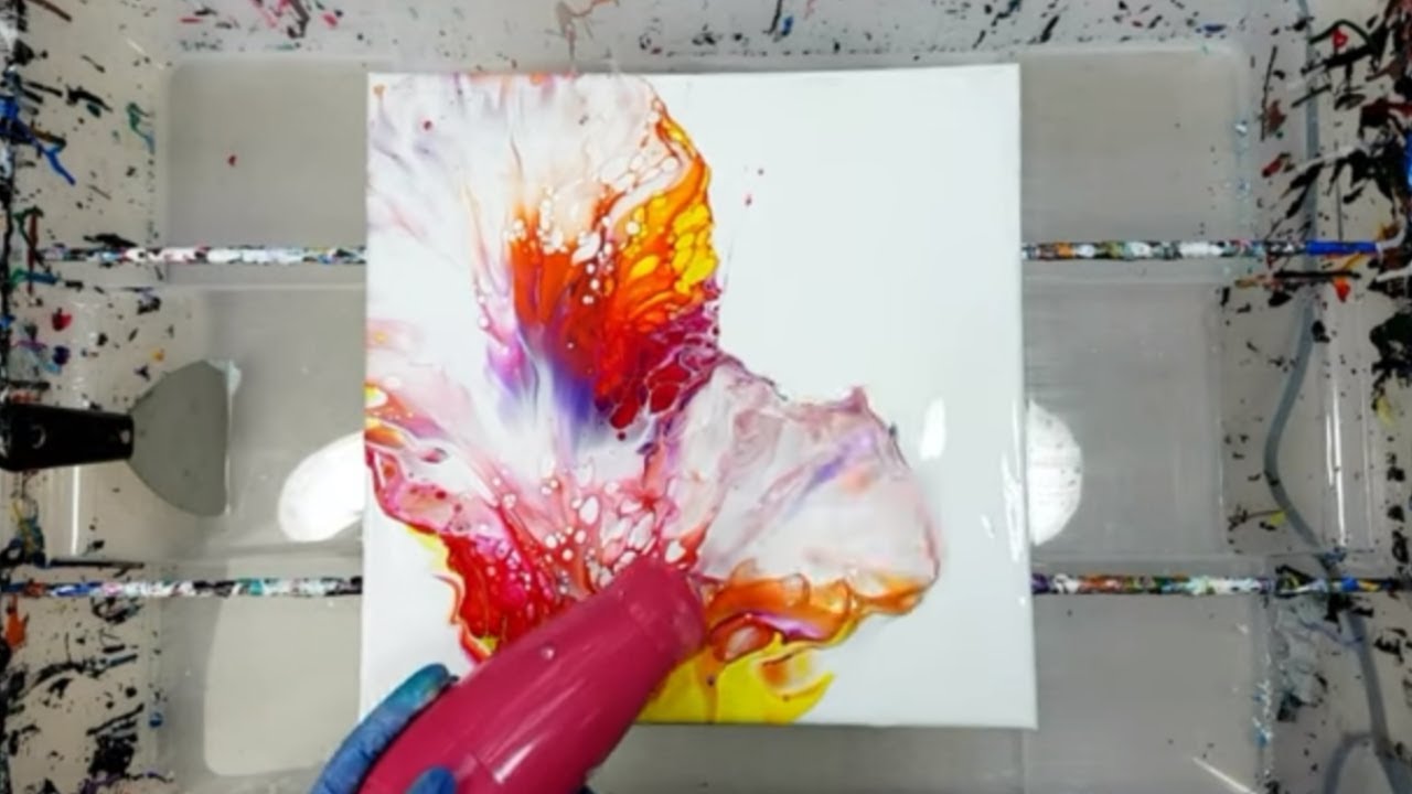 Dutch Pour with SILICONE and CELLS! ⭐️ Fun Acrylic Pouring Experiment (2019)