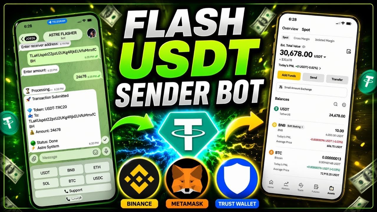 How to flash USDT on Binance with ASTRE FLASHER bot | flash USDT sender bot