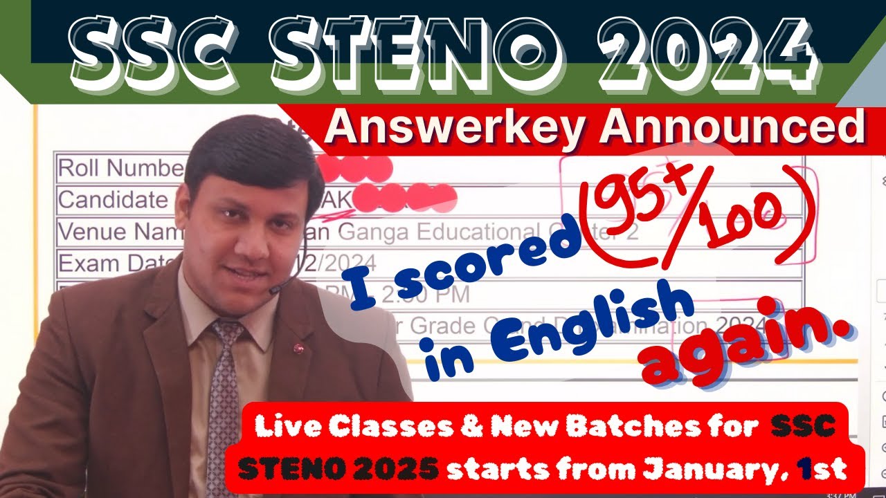 SSC STENO ANSWERKEY ANNOUNCED I BEST TIPS BY DEEPAK SIR I SSC STENO 2025 #ssc #english #shorthand