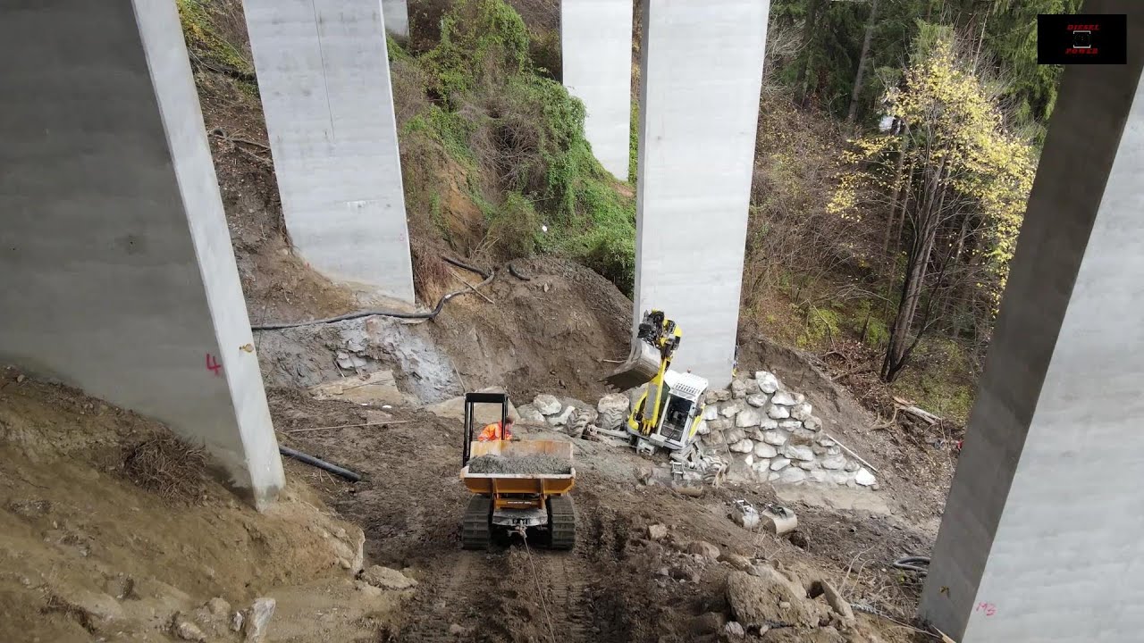 Menzi Muck M545x & Morooka MST 300    《 Under the Bridge 》《 Raupendumper》《Steinmauer》《Hangsicherung》
