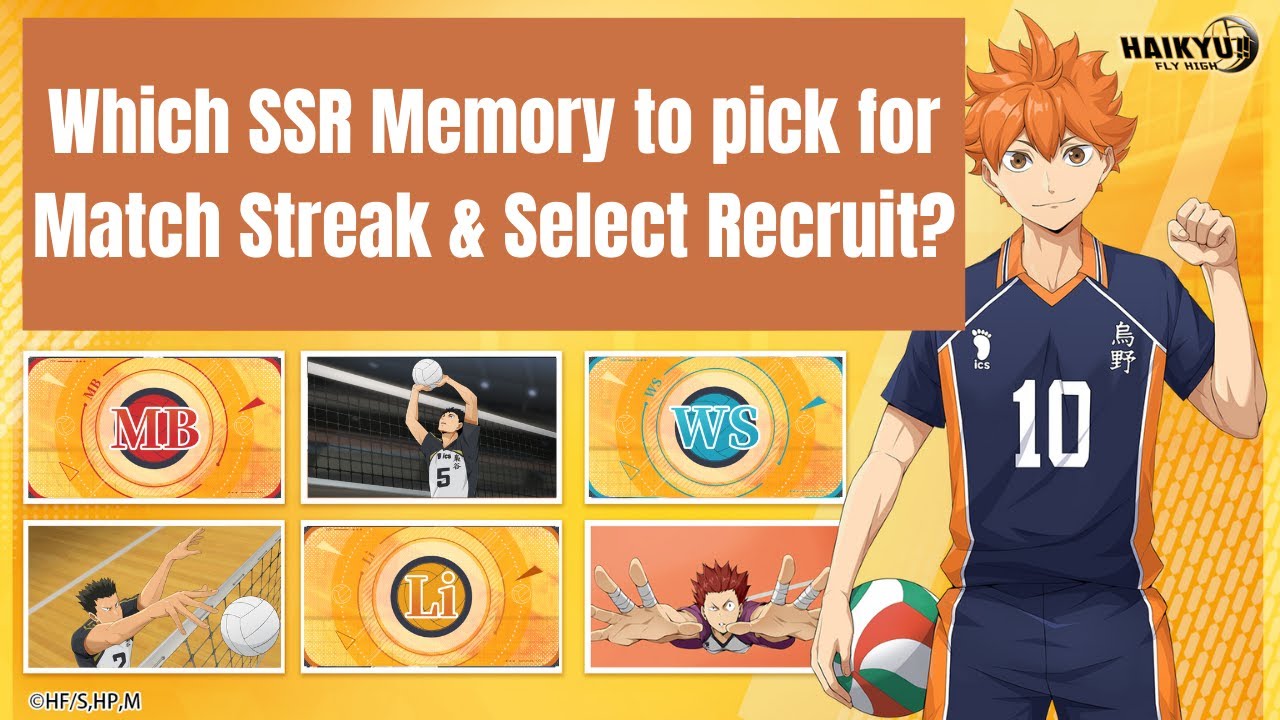 Какую память SSR выбрать для серии матчей и выбора рекрута? - HAIKYU! Летай высоко!