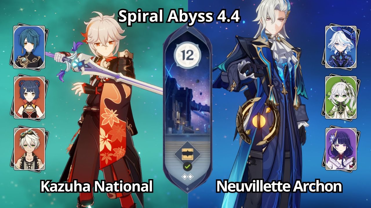 C0 Kazuha National & C0 Neuvillette Archons Team - Spiral Abyss 4.4 Floor 12 Genshin Impact