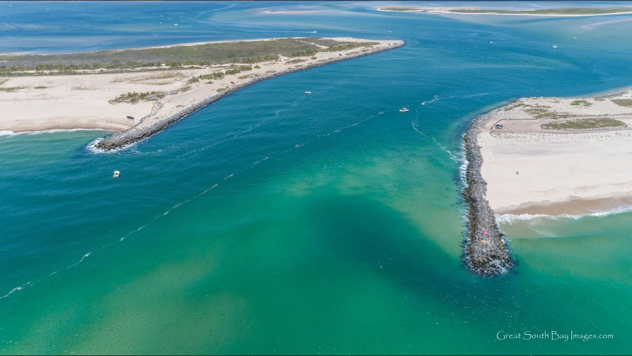 Above Great Gun and Moriches Inlet