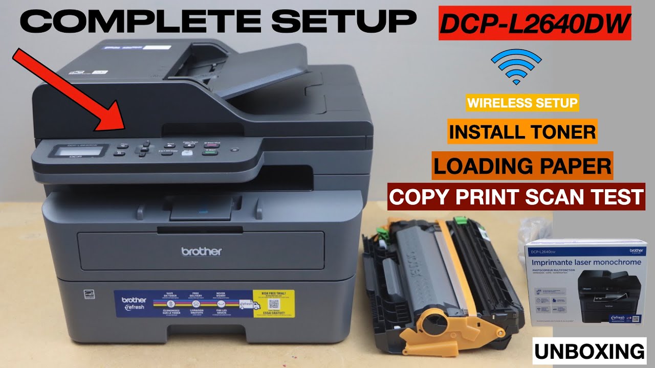 Настройка Brother DCP-L2640dw, установка тонера, настройка Wi-Fi, проверка копирования, печати и ...
