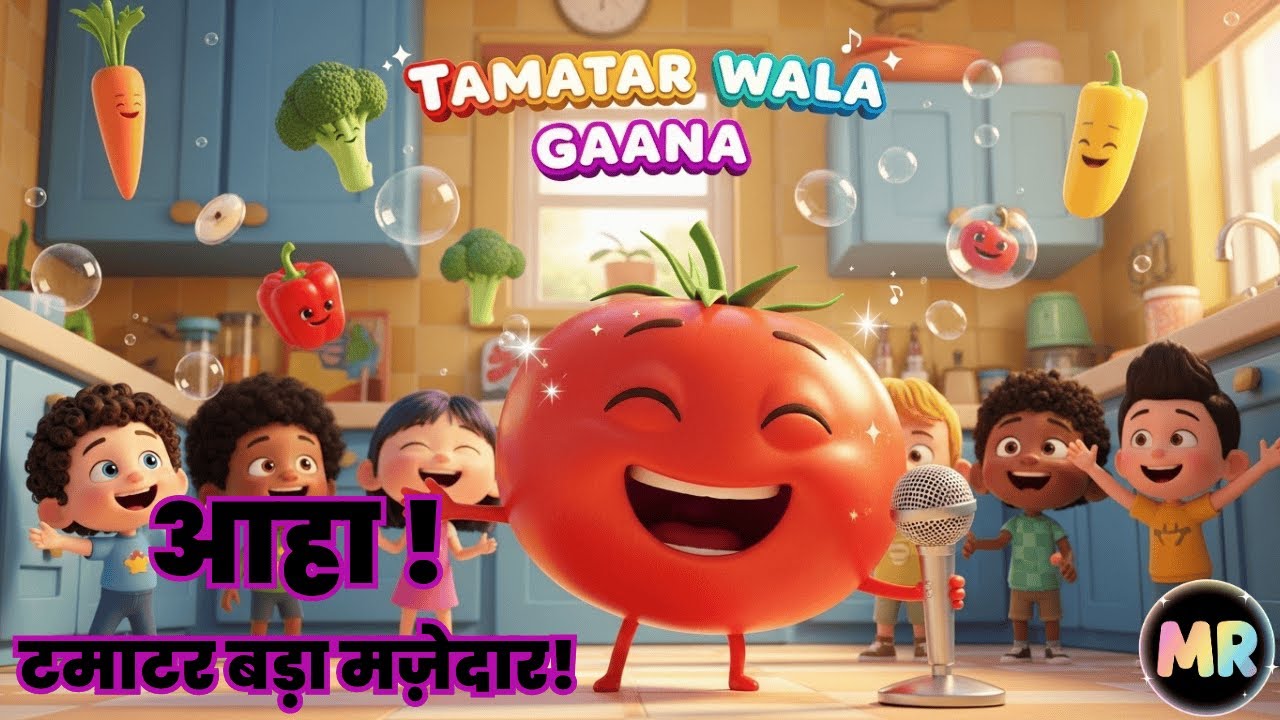 अहा! टमाटर बड़ा मज़ेदार | मज़ेदार बच्चों का गीत | टमाटर राइम हिंदी