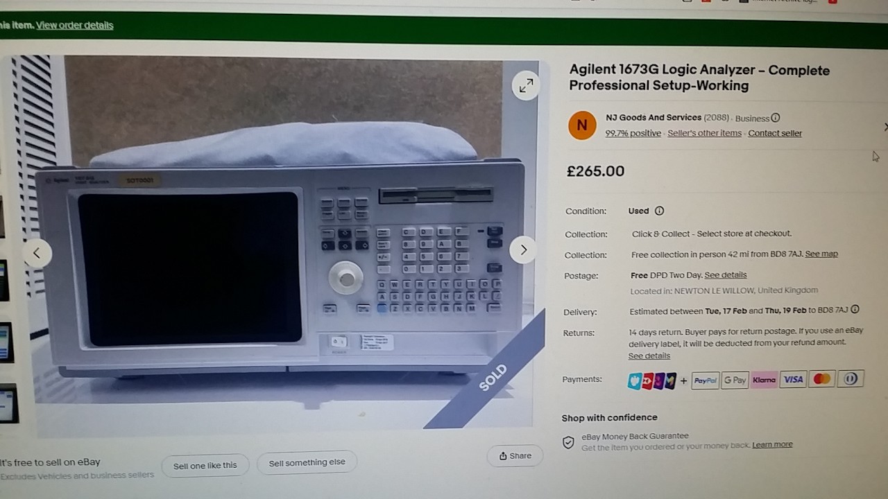 На eBay приобретен логический анализатор Agilent 1673G.