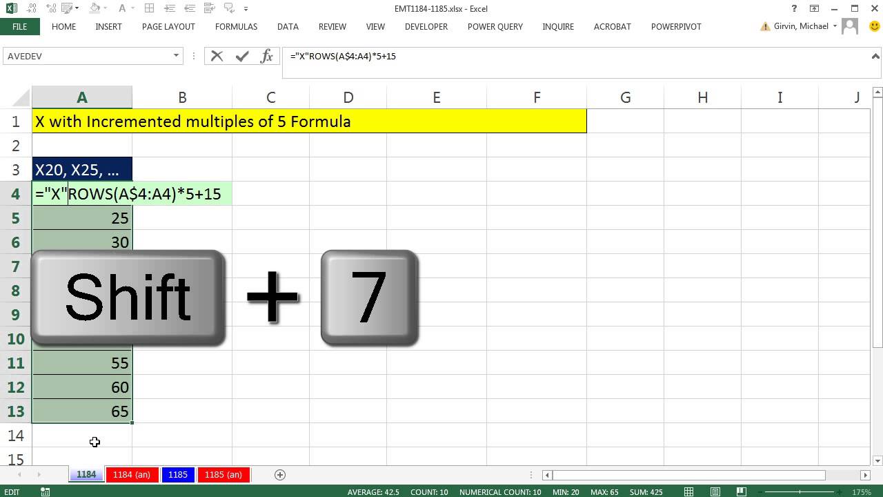 Excel Magic Trick 1184: Formula to Create Alpha Numeric Series X20, X25, X39…