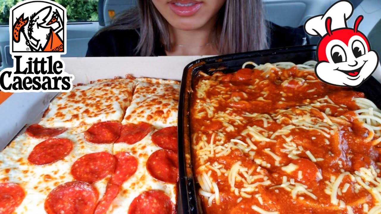 ASMR EATING LITTLE CAESARS PIZZA JOLLIBEE CAR MUKBANG ITALIAN CHEESE BREAD REAL SOUND TWILIGHT SHOW
