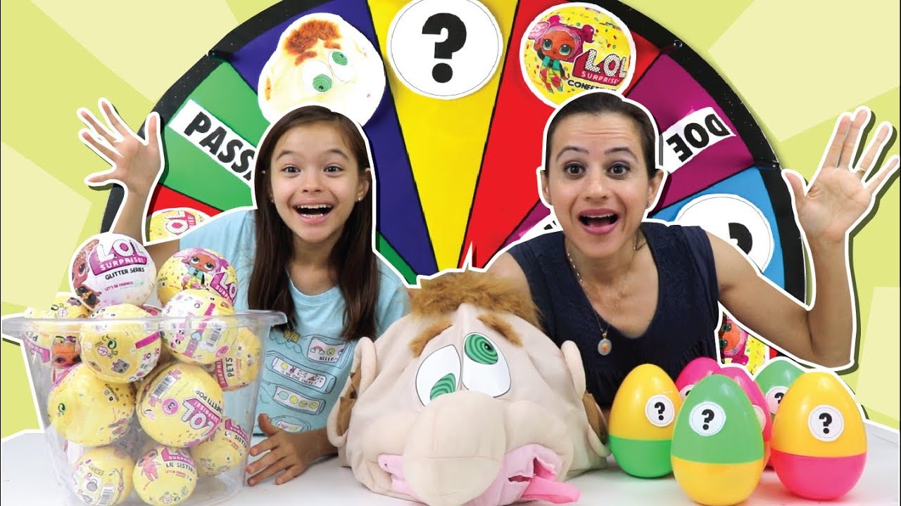 DESAFIO DA ROLETA MISTERIOSA COM BRINQUEDOS SURPRESA!!! ABRINDO LOL SURPRESA