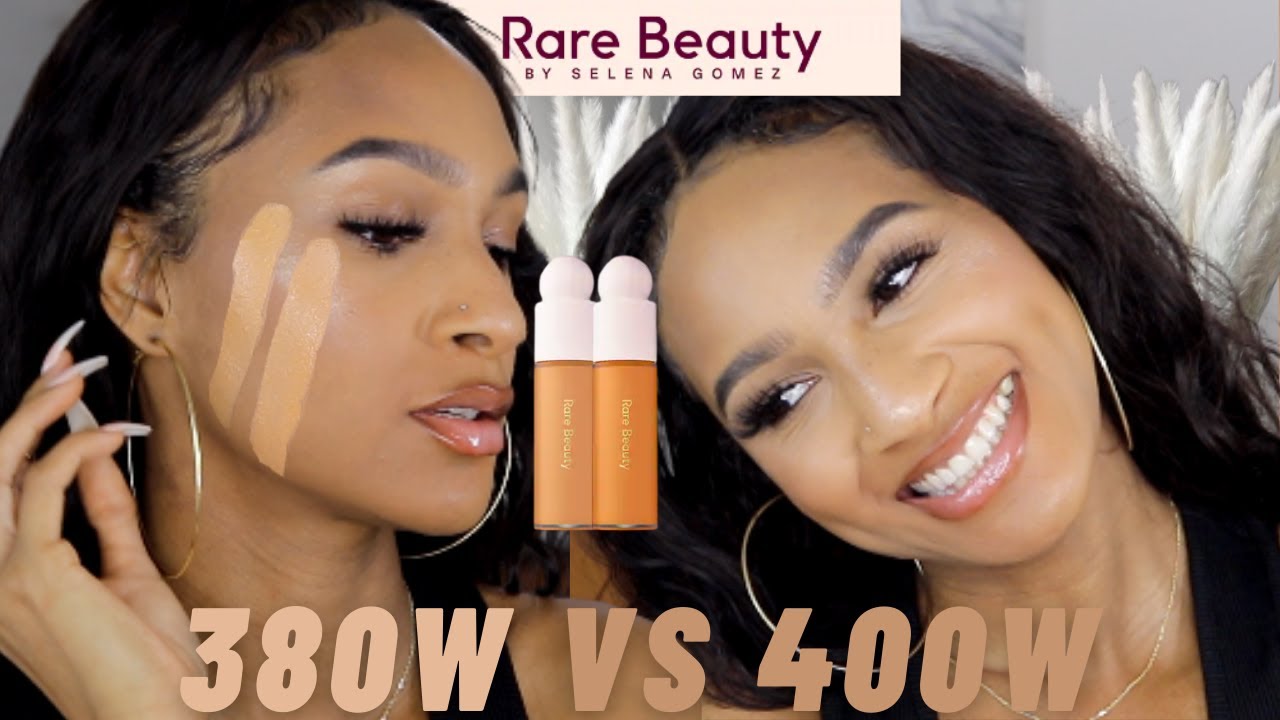 RARE BEAUTY by Selena Gomez FOUNDATION 380W VS 400W | Shade Comparison! | LaurenMonty