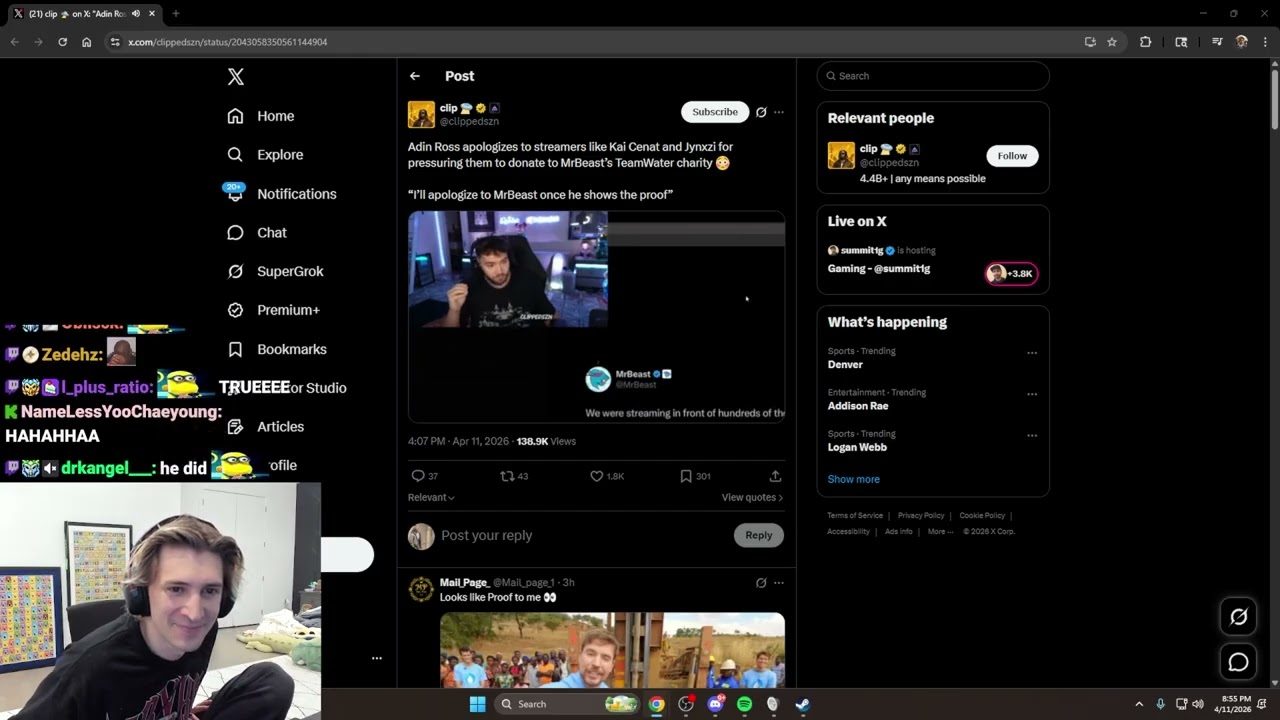 Адин Росс извинился перед стримерами за то, что оказывал на них давление, требуя пожертвовать сре...