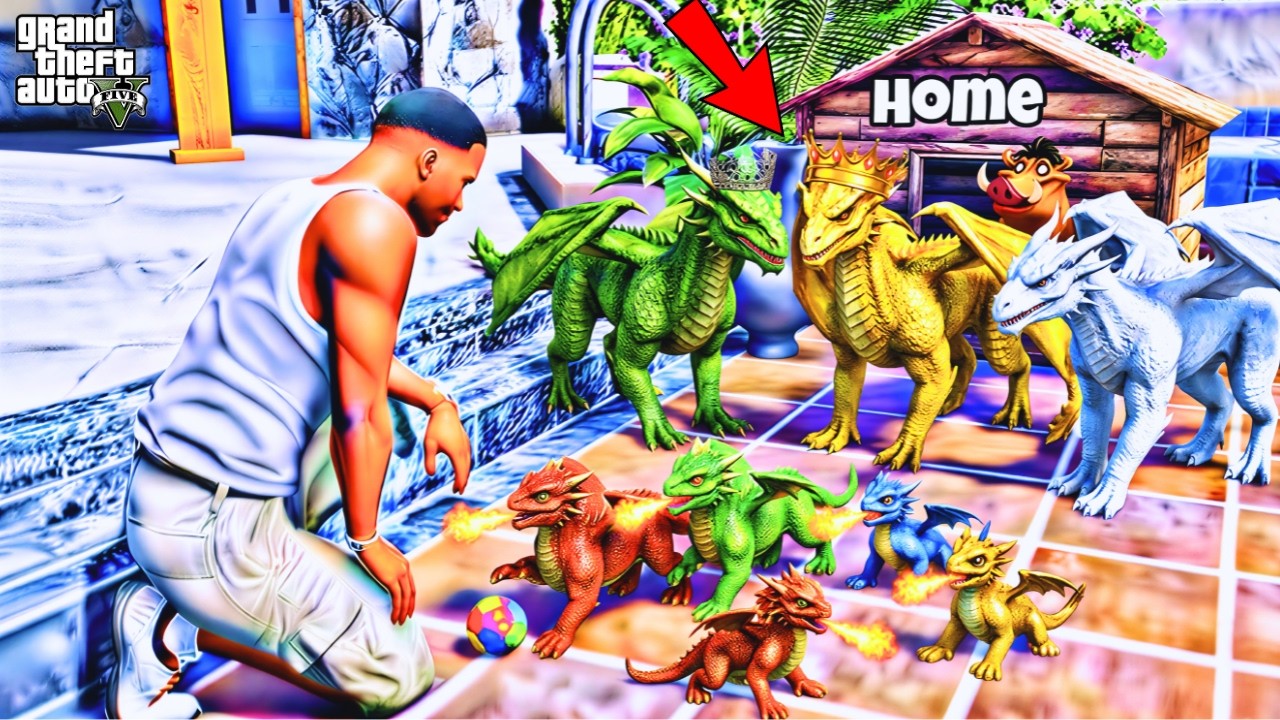 Franklin Baby DRAGONS Fight Wild Dogs in Los Santos | Gta 5🐯